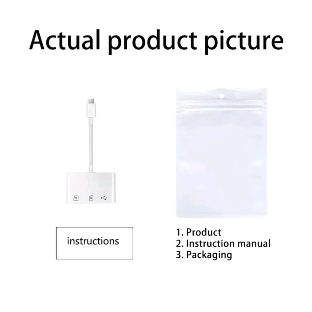 3 in 1 USB C adapter: USB A port, SD port, TD port